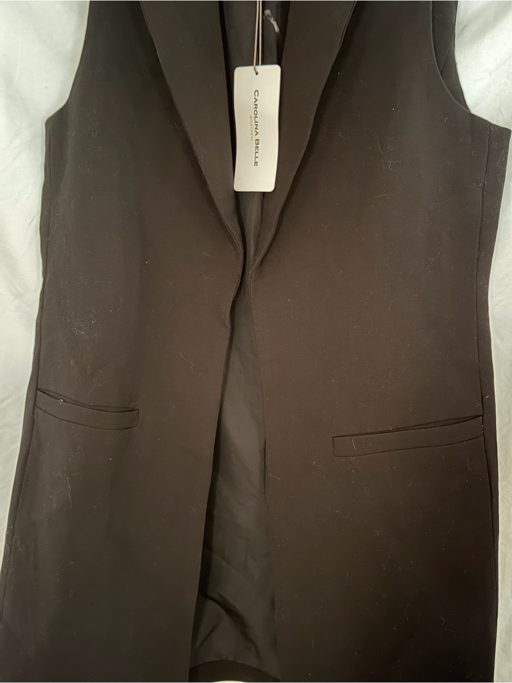 Carolina Belle Black Tailored Open-Front Vest - Picture 2 of 7